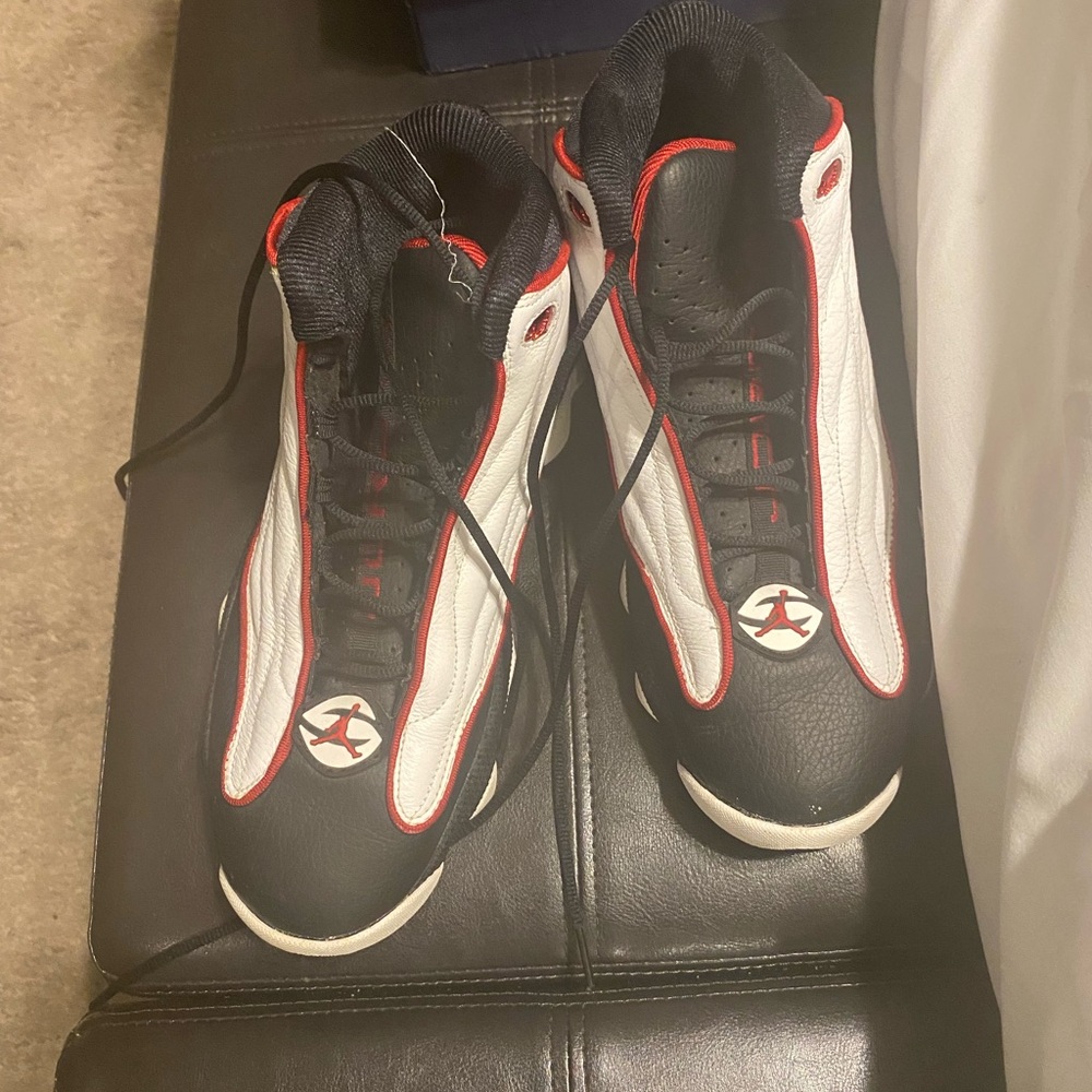 Jordan Black, White, and Red Sneakers
